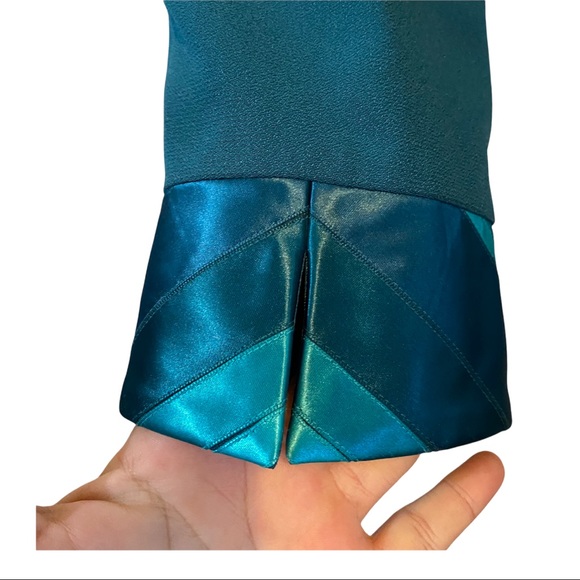 Vintage Daymor Couture teal blazer jacket silk sleeve cuffs size 10 EUC - Picture 4 of 5